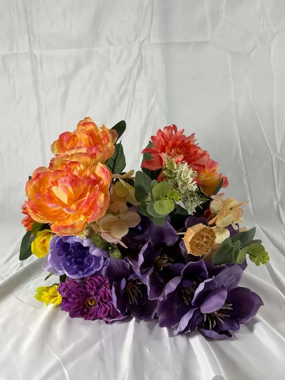 Artificial Silk Flower Arrangement Bouquet with Peonies Dahlias and Hydrangeas
